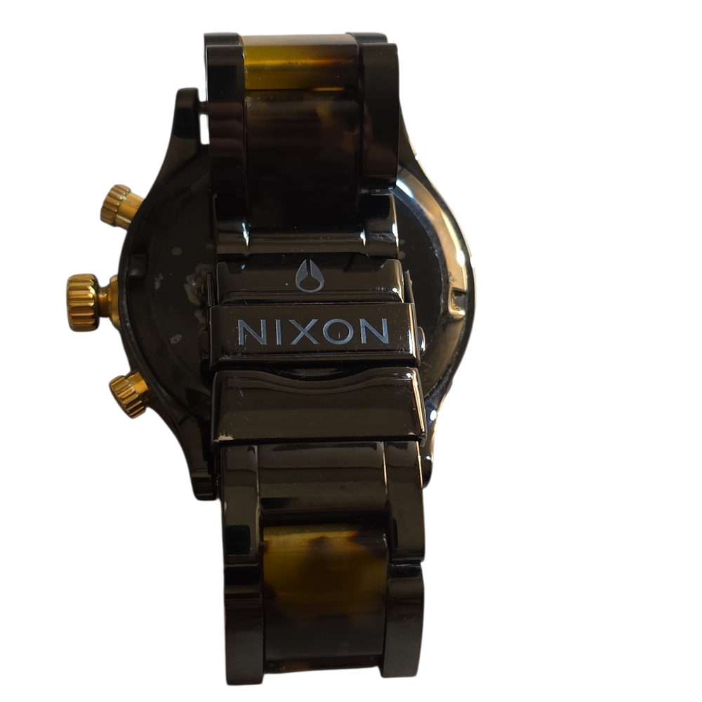 Nixon Tortoise Shell Watch with Gold Accents - Picture 3 of 5